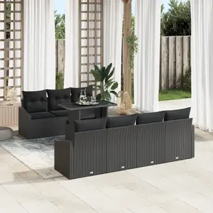 vidaXL Ensemble de canapé de jardin avec coussin 8 pcs Noir polyrotin pas cher