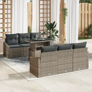 vidaXL Ensemble de canapé de jardin 7 pcs Gris Poly rotin pas cher