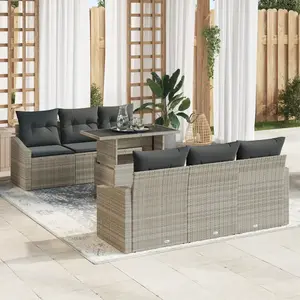 vidaXL Ensemble De Canapé De Jardin Vidaxl 7 Pièces Beige Rotin pas cher