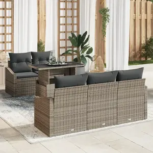 vidaXL Ensemble de canapé de jardin 6 pcs Gris Poly rotin pas cher