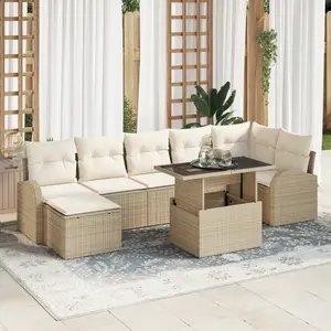 vidaXL Ensemble de canapé de jardin 8 pcs Beige Poly rotin pas cher