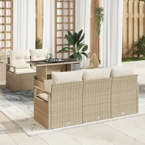 vidaXL Ensemble de canapé de jardin 6 pcs Beige Poly rotin pas cher