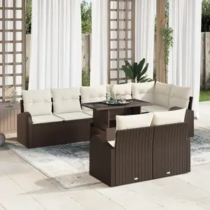 vidaXL Ensemble de canapé de jardin 9 pcs Marron Poly rotin pas cher