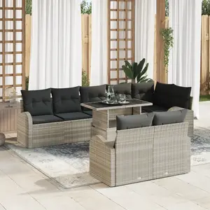 vidaXL Ensemble de canapé de jardin 9 pcs Gris clair Poly rotin pas cher