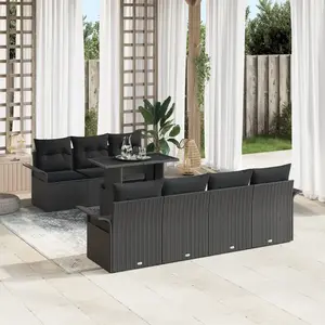 vidaXL Ensemble de canapé de jardin 8 pcs Noir Poly Rattan pas cher