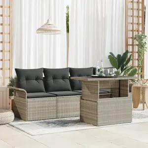 vidaXL Ensemble de canapé de jardin 5 pcs Gris clair Poly Rattan pas cher