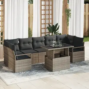vidaXL Ensemble de canapé de jardin 8 pcs Gris Poly rotin pas cher