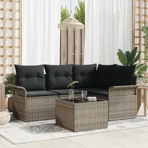 vidaXL Ensemble de canapé de jardin avec stockage 5 pcs Gris polyrotin pas cher