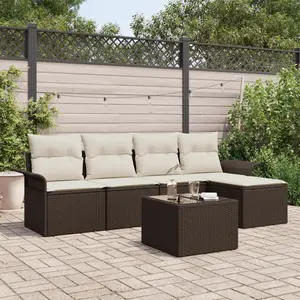 vidaXL Ensemble de canapé de jardin 6 pcs Marron polyrotin pas cher
