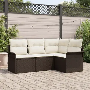 vidaXL Ensemble de canapé de jardin 4 pcs Marron polyrotin pas cher