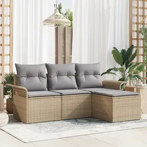 vidaXL Ensemble de canapé de jardin 4 pcs Beige Poly rotin pas cher