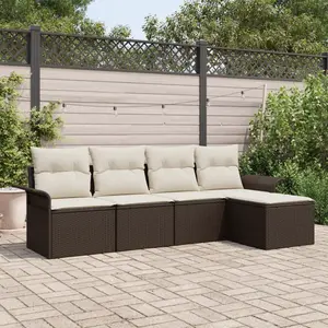 vidaXL Ensemble de canapé de jardin 5 pcs Marron polyrotin pas cher