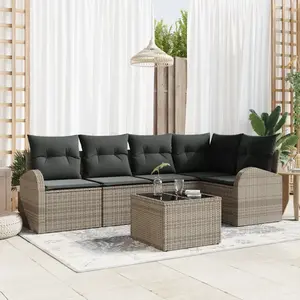 vidaXL Ensemble de canapé de jardin avec coussin 6 pcs Gris polyrotin pas cher