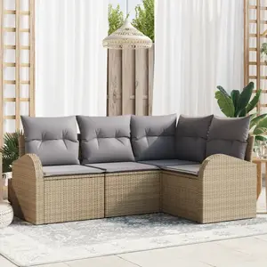 vidaXL Ensemble de canapé de jardin 4 pcs Beige et Gris clair pas cher