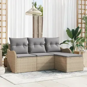 vidaXL Ensemble de canapé de jardin 4 pcs Beige polyrotin pas cher