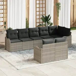 vidaXL Ensemble de canapé de jardin 8 pcs Gris clair Poly rotin pas cher