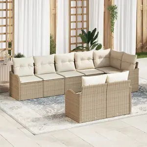 vidaXL Ensemble de canapé de jardin 8 pcs Beige et blanc polyrotin pas cher