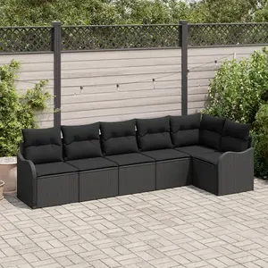 vidaXL Ensemble de canapé de jardin avec stockage 6 pcs Noir polyrotin pas cher