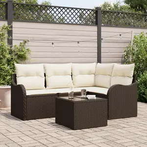 vidaXL Ensemble de canapé de jardin avec stockage 5 pcs Gris polyrotin pas cher