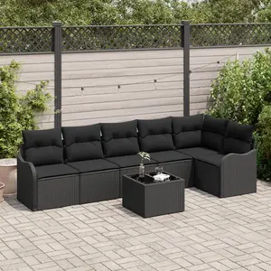 vidaXL Ensemble de canapé de jardin 7 pcs Beige Poly rotin pas cher