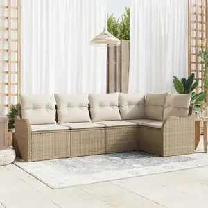 vidaXL Ensemble de canapé de jardin 5 pcs Beige polyrotin pas cher