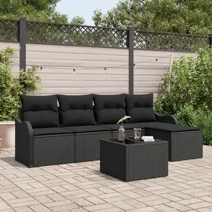 vidaXL Ensemble de canapé de jardin 6 pcs Beige Poly rotin pas cher