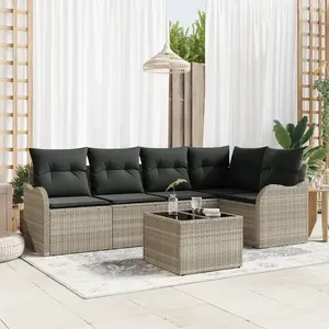 vidaXL Ensemble de canapé de jardin 6 pcs Gris clair polyrotin pas cher