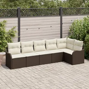 vidaXL Ensemble de canapé de jardin 6 pcs Marron polyrotin pas cher