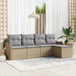 vidaXL Ensemble de canapé de jardin 5 pcs Beige Poly rotin pas cher