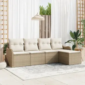 vidaXL Ensemble de canapé de jardin 5 pcs Beige Poly rotin pas cher