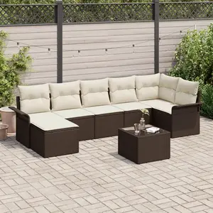 vidaXL Ensemble de canapé de jardin 8 pcs Marron Poly rotin pas cher
