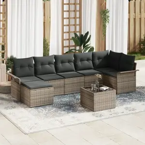 vidaXL Ensemble de Canapés de Jardin avec Coussins vidaXL Noir Rattan Poly, Canapé de Jardin 2 Places avec Rangement & Coussins Gris Rattan Poly pas cher