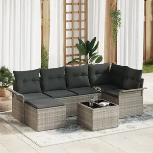 vidaXL Ensemble de canapé de jardin 7 pcs Gris clair polyrotin pas cher