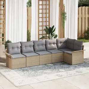 vidaXL Ensemble de canapé de jardin 6 pcs Beige Poly rotin pas cher