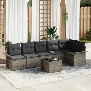 vidaXL vidaXL Ensemble de canapé de jardin 6 pièces avec coussins noir rotin, vidaXL Canapé de jardin 2 places avec rangement et coussins gris rotin pas cher