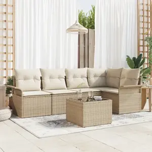 vidaXL Ensemble de canapé de jardin 6 pcs Beige Poly rotin pas cher