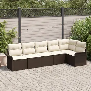 vidaXL Ensemble de canapé de jardin 6 pcs Marron Poly rotin pas cher