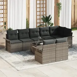 vidaXL Ensemble de canapé de jardin 8 pièces avec coussins en poly rotin noir pas cher