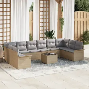 vidaXL Ensemble de canapé de jardin 11 pcs Noir polyrotin pas cher