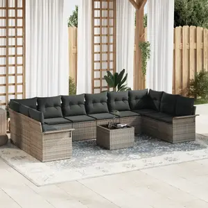 vidaXL Ensemble de canapé de jardin 11 pcs Noir polyrotin pas cher