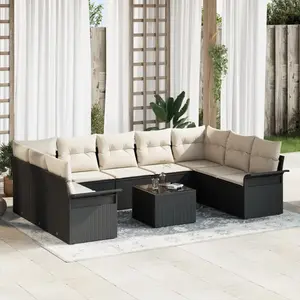 vidaXL Ensemble de canapé de jardin 10 pcs Marron polyrotin pas cher