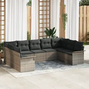 vidaXL Ensemble de canapé de jardin avec stockage 9 pcs Gris polyrotin pas cher