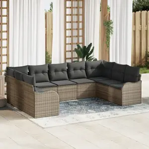 vidaXL Ensemble de canapé de jardin avec stockage 9 pcs Gris polyrotin pas cher