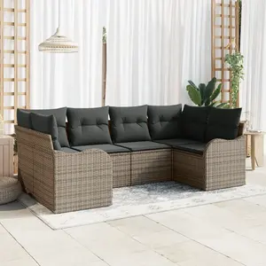 vidaXL Ensemble de canapé de jardin 6 pcs Gris Poly rotin pas cher