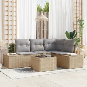 vidaXL Ensemble de canapé de jardin Beige et Gris clair polyrotin pas cher
