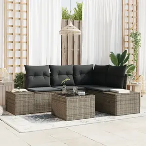 vidaXL Ensemble de canapé de jardin avec stockage Gris clair polyrotin pas cher