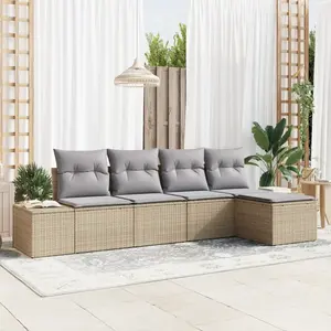 vidaXL Ensemble de canapé de jardin 5 pcs Beige et Gris clair pas cher