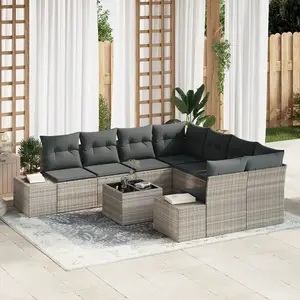 vidaXL Ensemble de canapé de jardin 9 pcs Gris clair et gris foncé pas cher