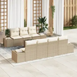 vidaXL Ensemble de canapé de jardin 8 pcs Beige et crème polyrotin pas cher