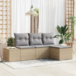 vidaXL Ensemble de canapé de jardin 4 pcs Beige et Gris clair pas cher